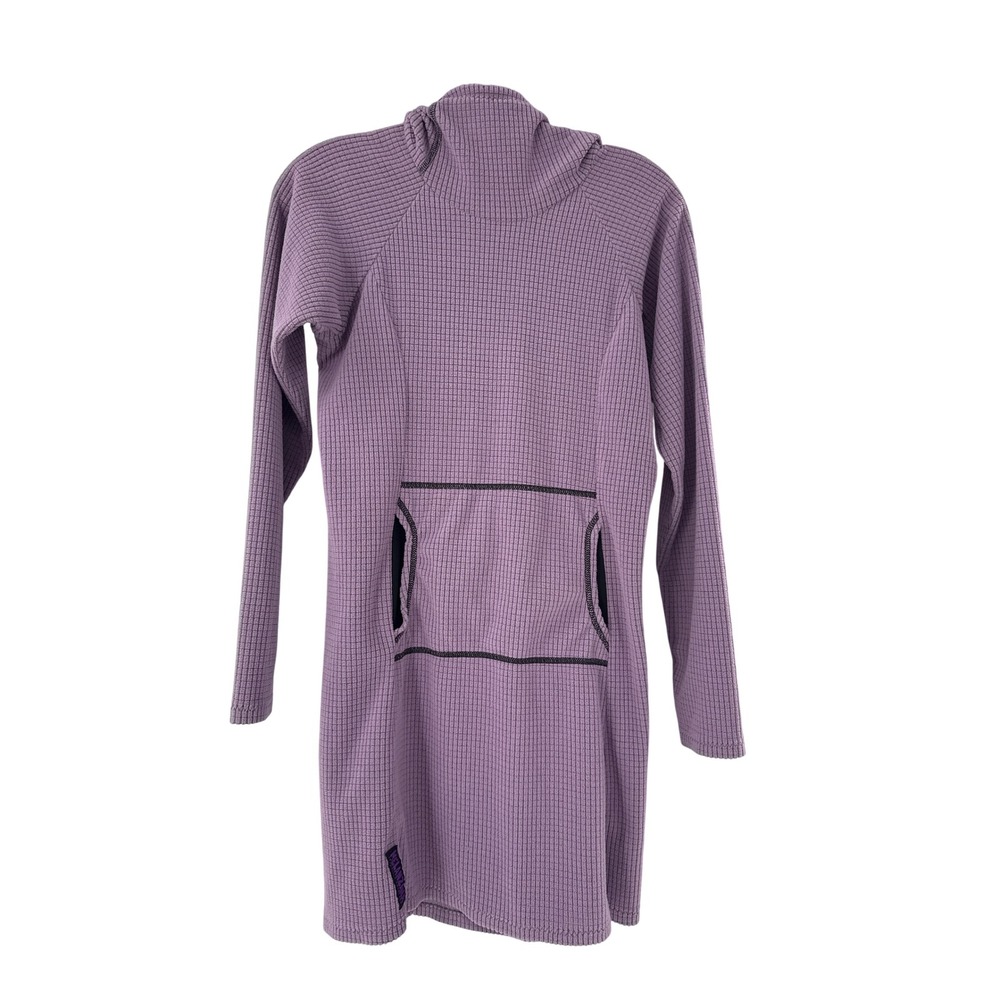 Melanzana Micro Grid Dress Womens S Purple Hooded Fleece Kangaroo Leadville